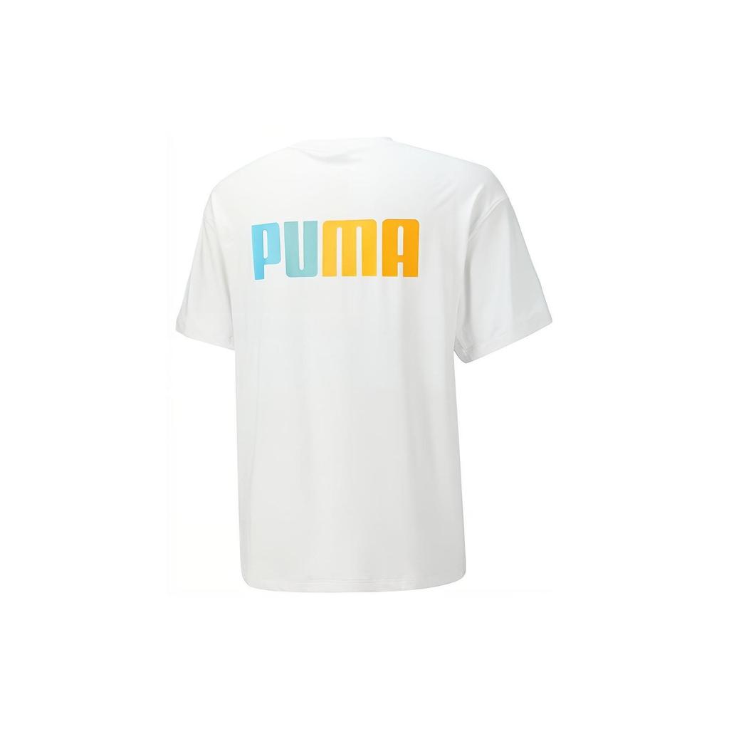 Puma Letter Print Crew Neck Casual Sports Short Sleeve T-Shirt Unisex T-Shirt White 678008-02