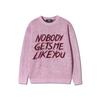 NODU Brushed Lettering Jacquard Round Hairy Knit [Pink]