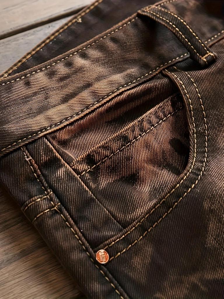 Men's Tie-Dye Straight Fit Jeans with Heavy Craftsmanship