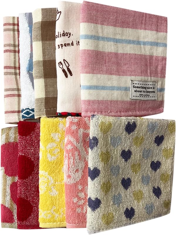 Set of 10 Gauze Jacquard Towel Colors and Patterns Includes Gift Individually Perfect for Small Thank You Return Small Business Retirement Moving 25 x
