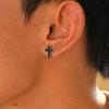 Vnox Men's Stainless Steel Cross Earrings, Hammered Texture Gold Black Color Waterproof Hypoallergenic Ear Jewelry Gifts for Men