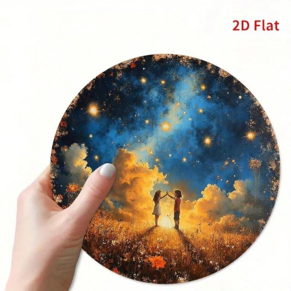 Metal Wall Art Starry Night Round 20cm Aluminum Gift for Living Room