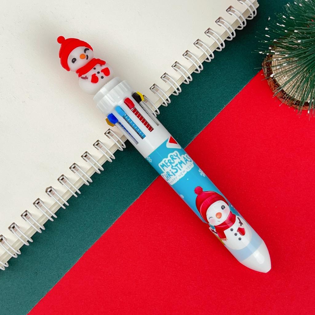 10 Pcs Christmas Cartoon Ten Color Pens for Children Birthday Christmas Carnival Party Gifts School Kindergarten Reward Pack