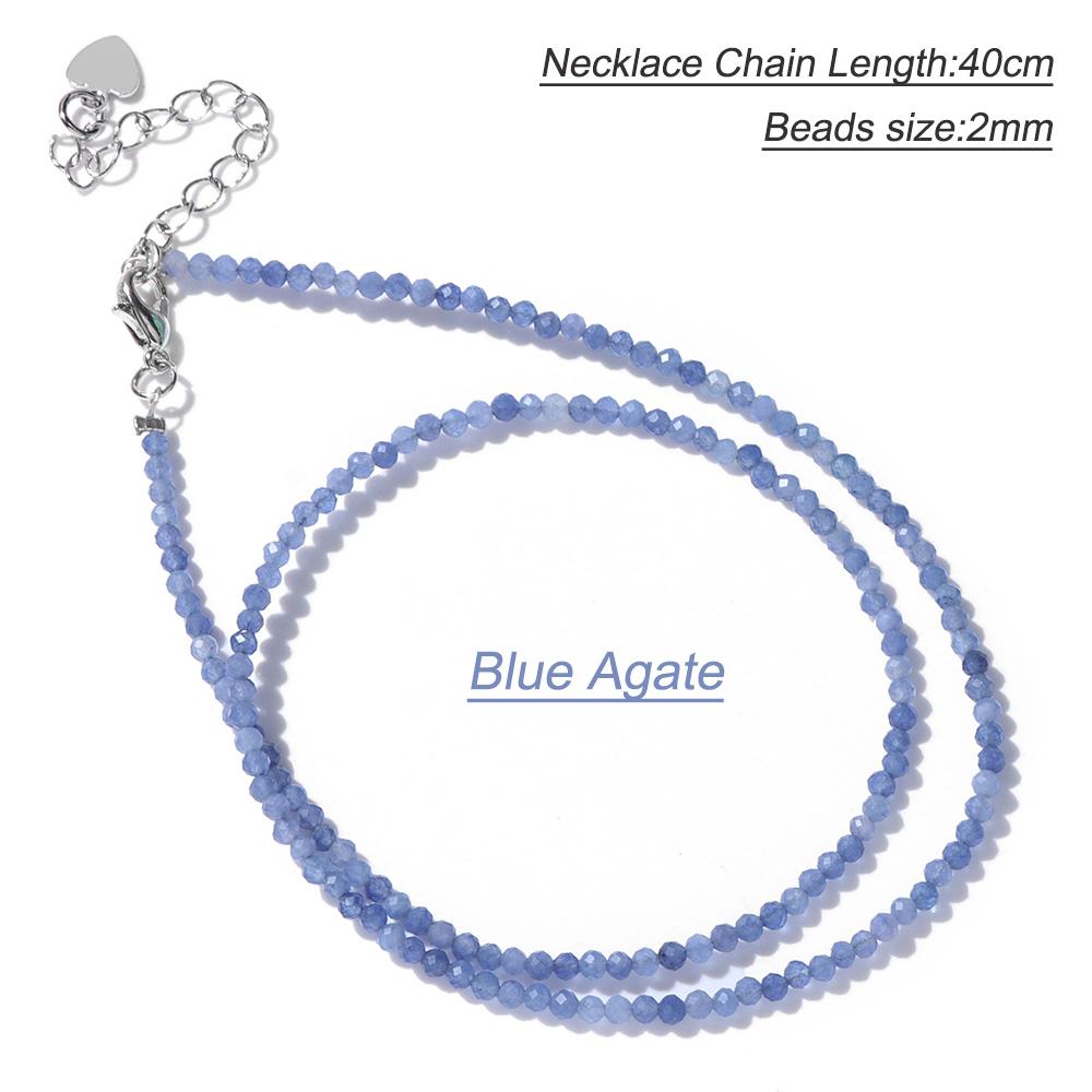 2mm Natural Crystal Beads Necklace Tiger Eye Stone Black Spinel Mix Quartzs Choker Clavicle Chains For Women Men Jewelry