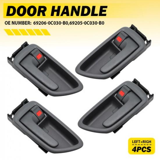 for Toyota Sequoia 2001-2007 4Pcs ide Interior Door Handle Front & Rear Gray