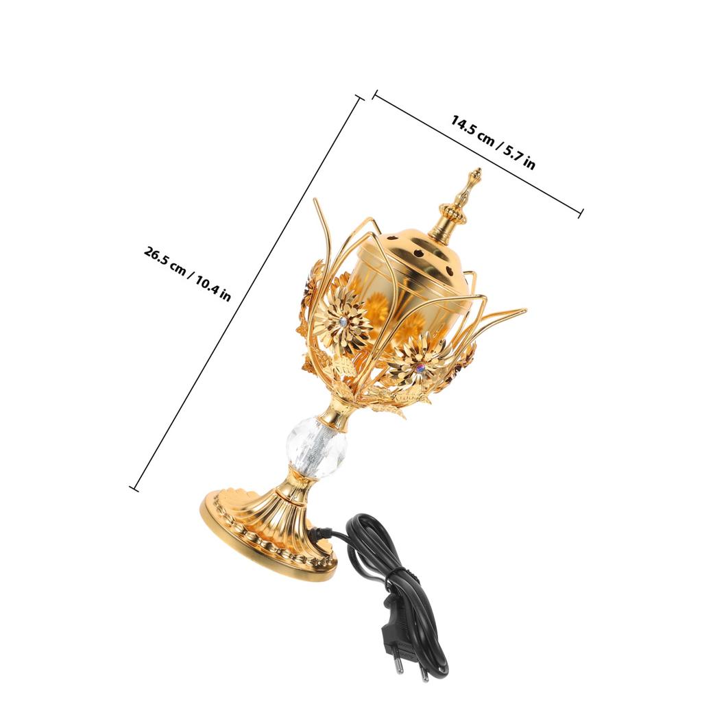 Electric Aroma Incense Burner Iron Vintage Plug-in Censer Holder Compact Metal Decor Incense Stove Safer for Home Eu Plug