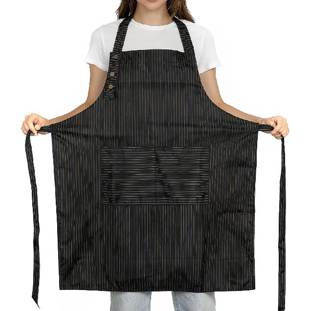 Adjustable Bib Apron Waterdrop Resistant with 2 Pockets Cooking Kitchen Aprons for Women Men Chef