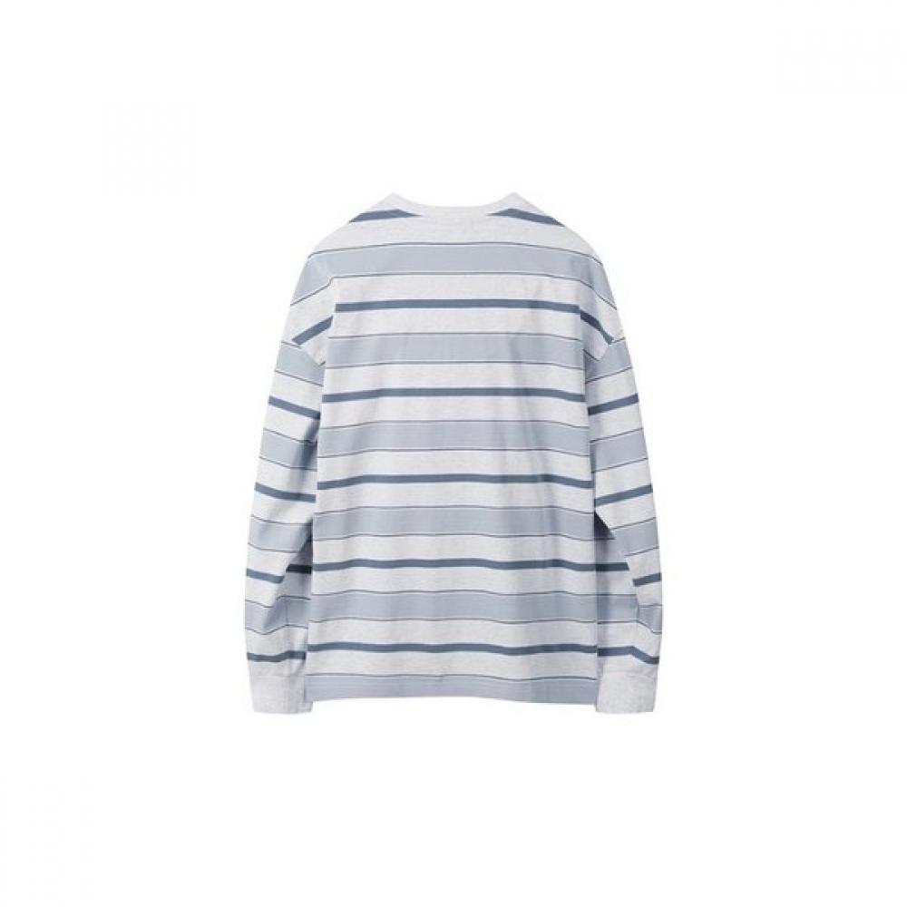 Customellow Grey STripe Long Sleeve T shirT cwTas25215gyx