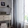 Grey Geometric Tassel American Style Small Window Kitchen Valance Cotton Hemp Semi-shading Bay Window Living Room Bedroom Drapes