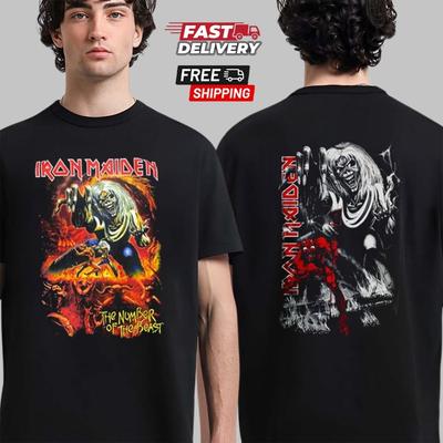 Iron Maiden The Number Of Beast Hard Rock Black Two Sided T-Shirt Unisex T-Shirt