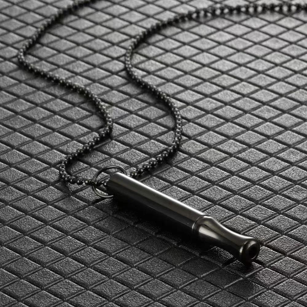 Fashion Necklace Meditation Breath Stainless Steel Whistle Pendant Anxiety Relief Stress Reduction Jewelry Accessory