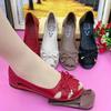 Summer Comfortable Women's Sandals Soft Bottom Fish Mouth Hollow Out Shoes Breathable Slip-On Sandals Tassel