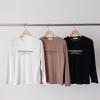 New Arrivals Open Run Women Spandex Long Sleeve T shirT Round Neck Daily leTTer