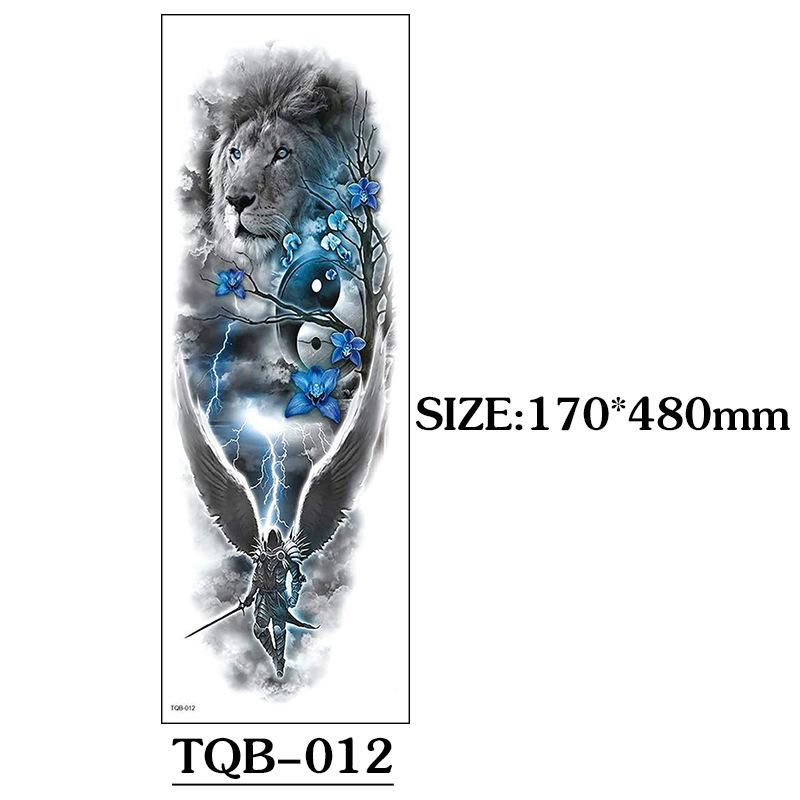 Full Arm Tattoo Sticker Full Arm, Big Picture Lion Tiger Wolf Animal Big Flower Arm Tattoo Sticker