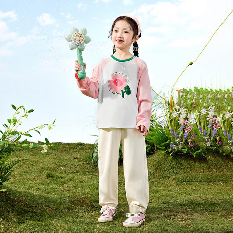 

Детская футболка с длинным рукавом из чистого хлопка с игривым принтом 130