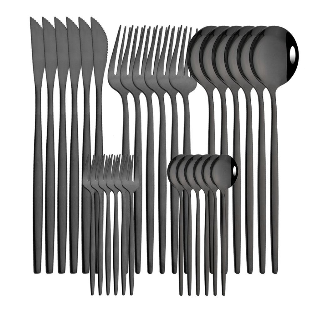 6Set/30Pcs Pink Silver Dinnerware Set Stainless Steel Knife Ckae Fork Spoon Cutlery Set Tableware Silverware Set Dropshipping