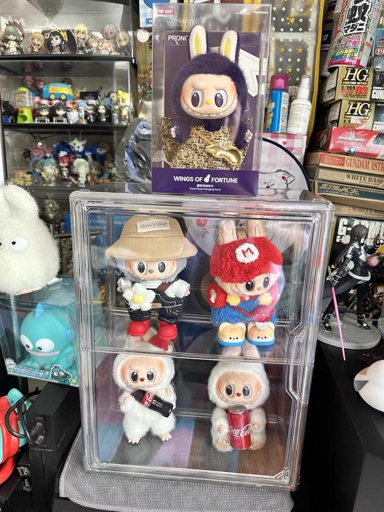 LABUBU Blind Box Desktop Display: Transparent Acrylic Storage Cabinet for Dustproof Figurine Presentation