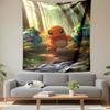 Anime Wall Tapestry Pokemon Charmander Bulbasaur Starters Running Sunlit Forest Fan Art Decor for Kids Room Gift