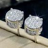 Dainty Stud Earrings for Women/Men Paved White CZ Copper Color/Gold Color Couple Fashion Versatile Ear Zircon