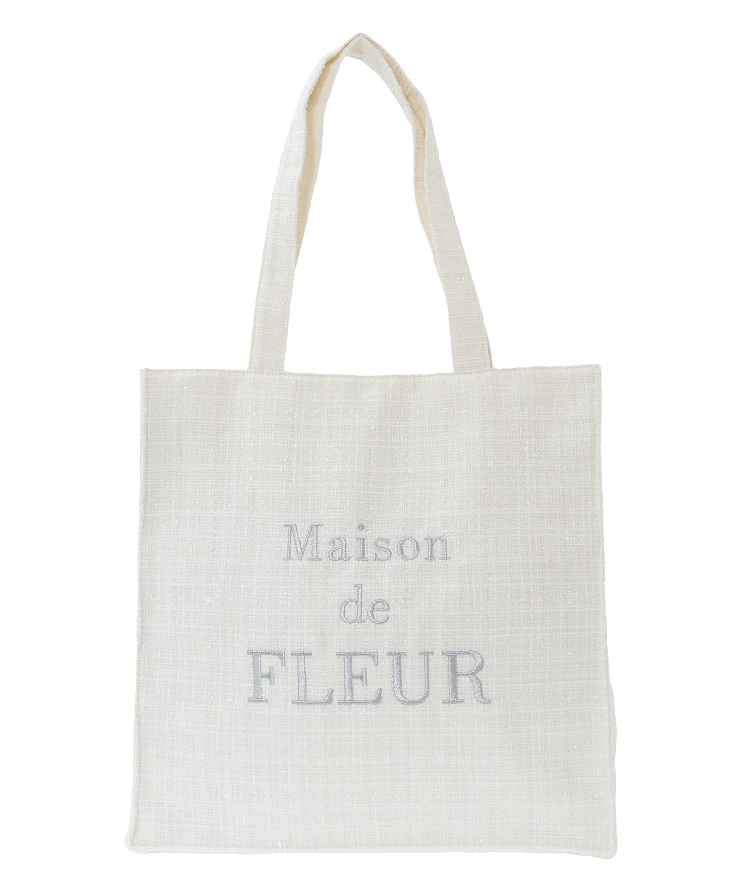 Maison de FLEUR Tweed Logo Embroidered Square Tote F Tote 08001072900 Bag, Ivory, Bag, слоновая кость
