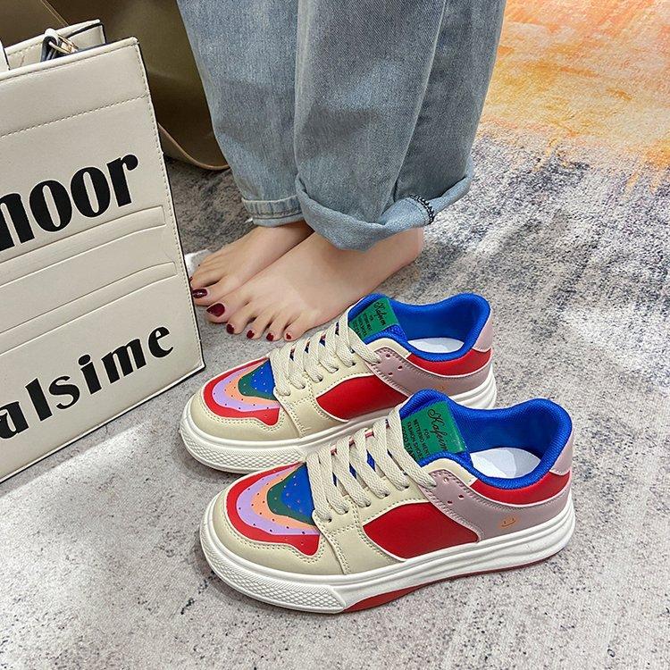 

New Women s Shoes White Shoes Breathable Platform Muffin Sneakers Stitching Casual Women s Shoes 40