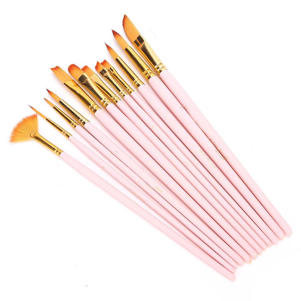 12PCs Nylon Brush Set Watercolor Brush Painting Tool Art Supplies for Craft Collection12PCs  Matt