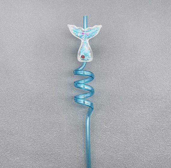 2Pcs Mermaid Theme Party Mermaid Tail Straw Gift Sparkling Straw Birthday Party Summer Pool Party Supplies