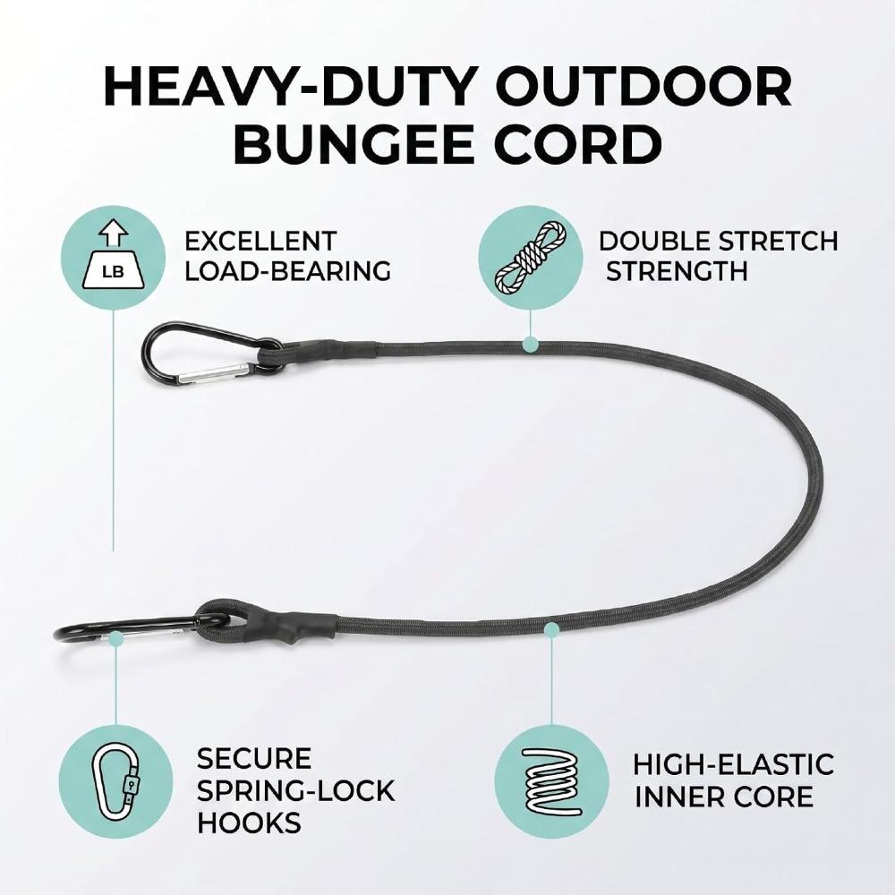 4pcs Quick Attach Bungee Cord Double Stretch Elastic Rope Lightweight Bungee Rope  Outdoor