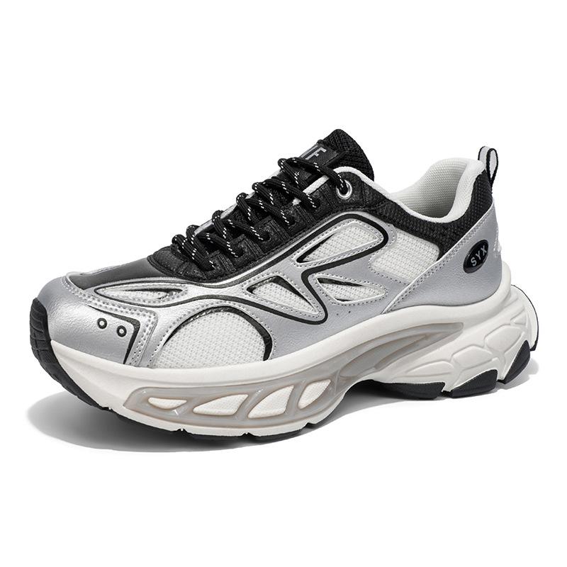 Men's Shoes Trendy Brand Versatile Casual Sports Teenagers Running Thick Sole With Increased Shock Absorption White Dad