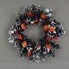 12 Inch Halloween Decorations Wreath with Pumpkin Dead Branches Front Door Wreath Outdoor Window Wreath Decor