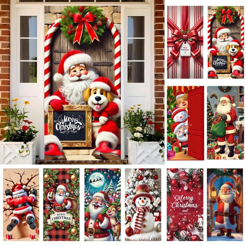 Door Hanging Christmas Door Banner Background Atmosphere Arrangement Christmas Tree Banner Holiday Props Old Man Snowman