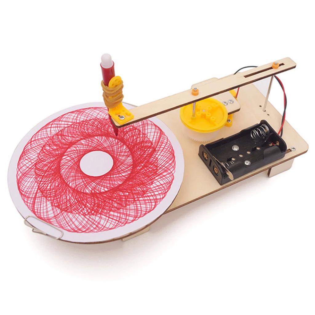 DIY Creative Wooden Electric Plotter Drawing Robot STEM Kids Model - Automatic Painting Science Electronics Kits Experiment