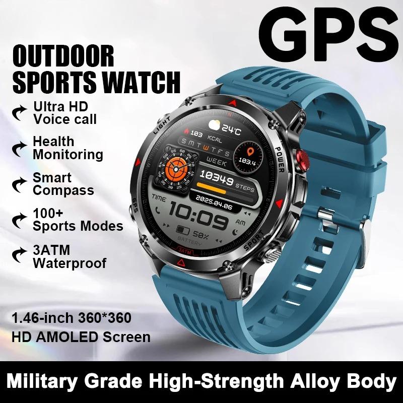 New Military Outdoor GPS Positioning SmartWatch Men Run RIDE Fitness GPS Tracer 10ATM/IP69 Compass HD call Sports Watch bracelet