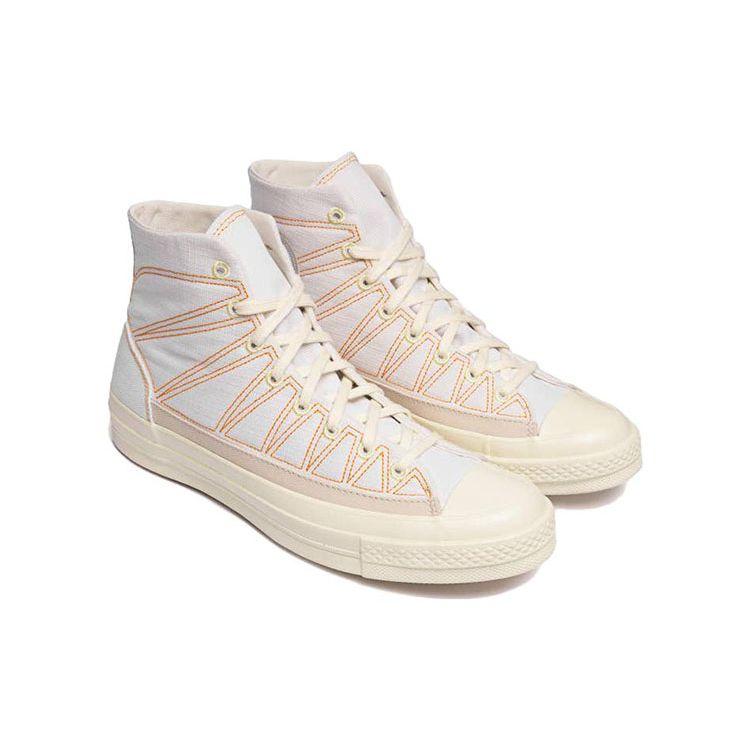 Converse Chuck 70 Hi Comfortable Casual Durable High-Top Canvas Shoes Unisex Sneakers White Orange A00470C