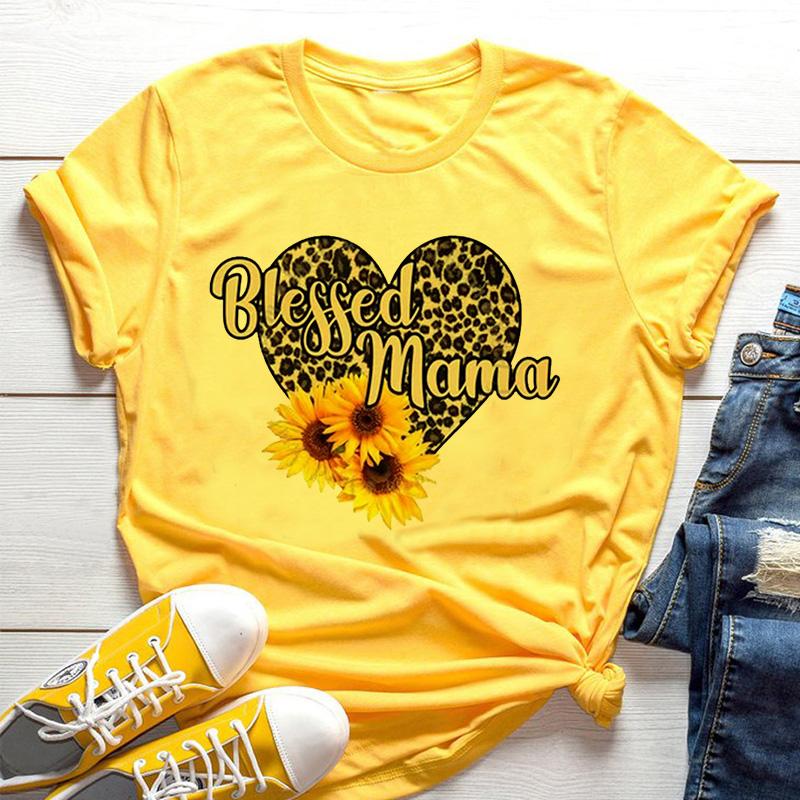 Sunflower Bee Yellow Women's T-shirt Aesthetic Pattern Short Sleeve Shirt Women Graphic T Shirts Summer Streetwear Fashion  Y2K
