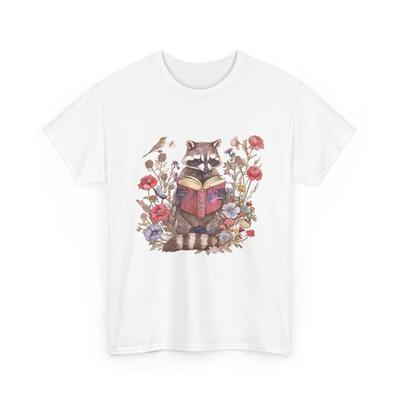 Boho Floral Koszulka z Szopem Czytającym Książkę   Kapryśna Koszulka dla Miłośnika Książek