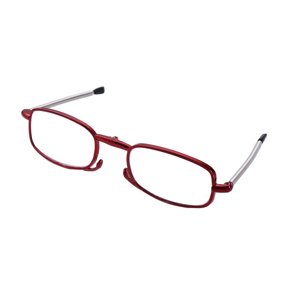 Frame +1.0~+4.0 Metal Folding Reading Glasses Women's Reading Glasses With Storage Bag Key Chain