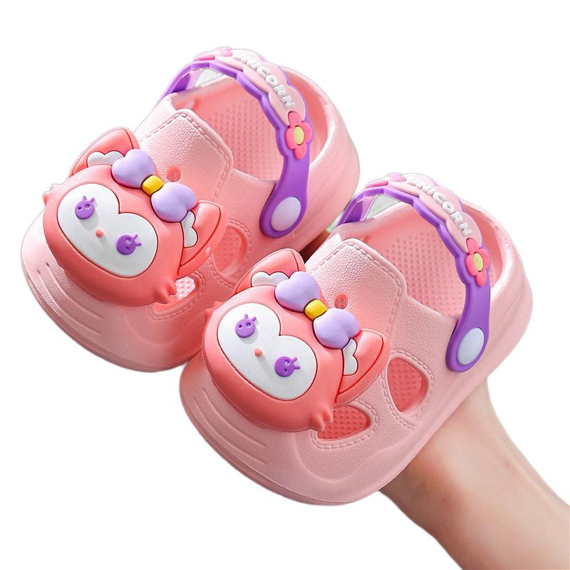 Cute Cartoon Clogs For Girls Summer Non Slip Soft Sole Closed Toe Sandals Baby Bath Slippers Kids Lightweight Beach Shoes