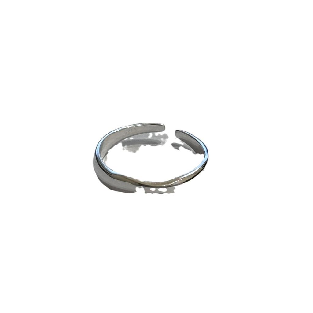 S925 Sterling Silver Women's Wide Face Irregular Open Ring - Simple Polished Cold Style