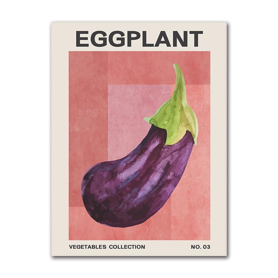 Affiche de Fruits et Légumes Tropicaux Style Midcentury Modern Avocat Banane Ail Oignon Art Mural Végétarien Décoration Murale Cuisine Maison