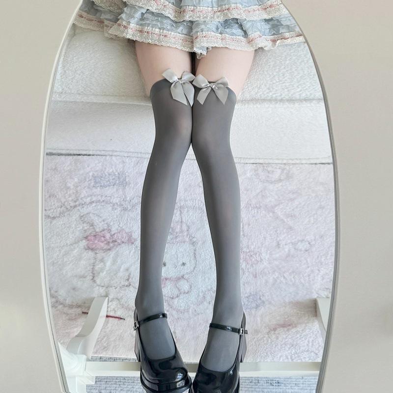 Japanese Jk White Knee Socks Summer Bow Black And White Knee Socks Sweet Bow Stockings Pure Desire Girl