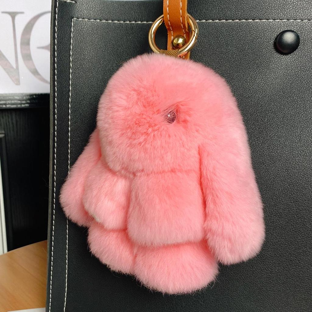 Mini Rex Rabbit Fur Pom Pom Keychain Bag Charm Keyring