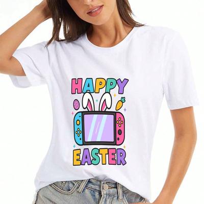 Happy Easter Bunny Wounisex's Cotton T Shirt, Premium Cotton Quality Print, Durable And Longlasting, Casual And Fashionable, Cute Easter Design Tee, C