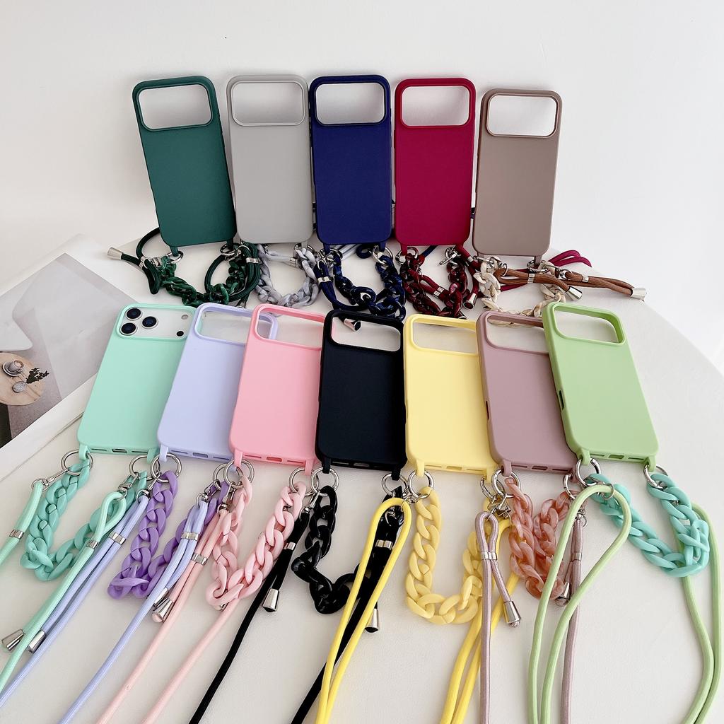 Crossbody Lanyard Strap Acrylic Chain Silicone Case For iPhone 17 Air 17 16 15 14 13 12 11 Pro Max X XR Max 7 8 Plus Samsung S25 S24 23 Ultra Plus