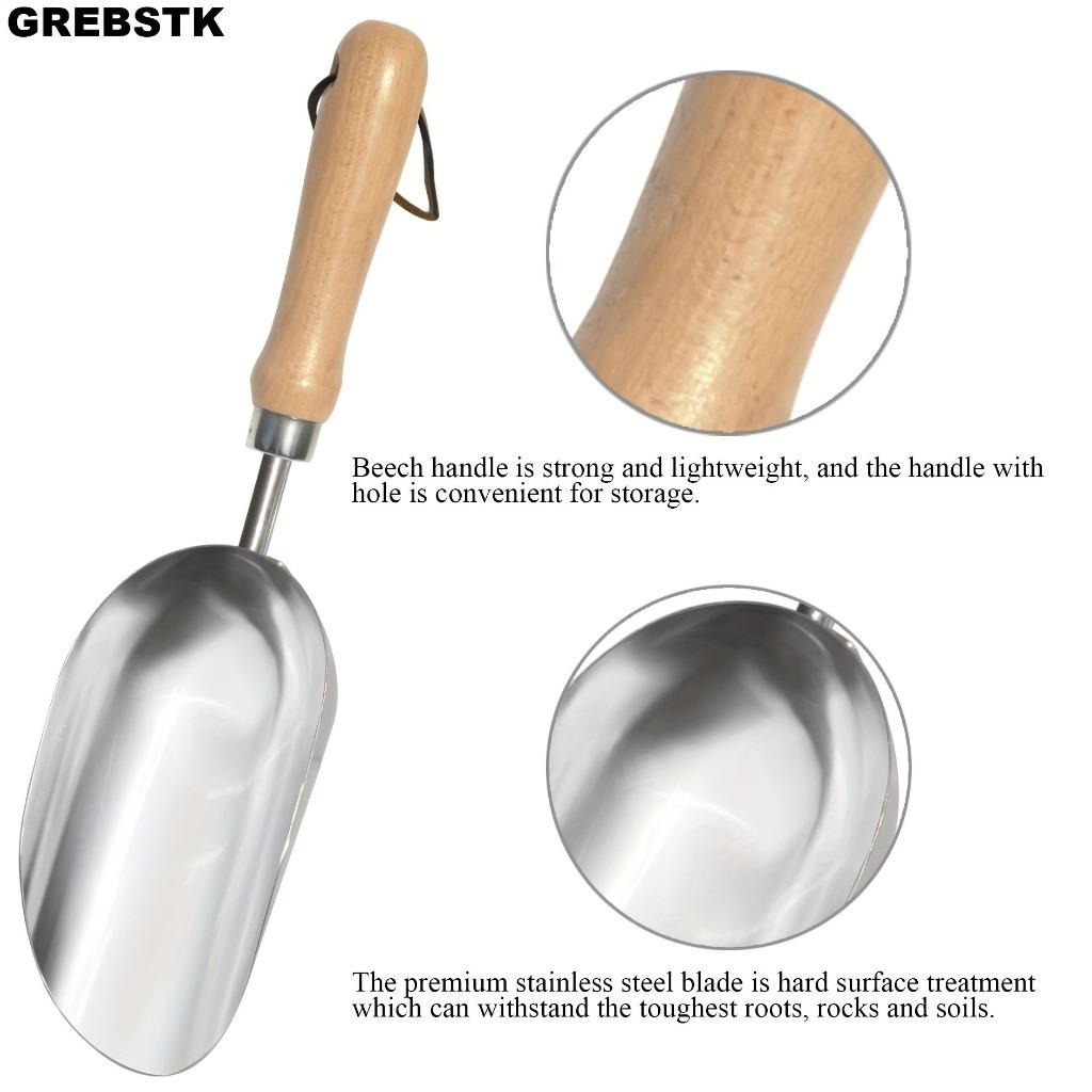 1pc Garden Hand Large Capacity Fertilizer Scoop Soil Shovel Stainless Steel Gardening Trowel For Transplanting, Digging, Planting, Cultivation, 13in
