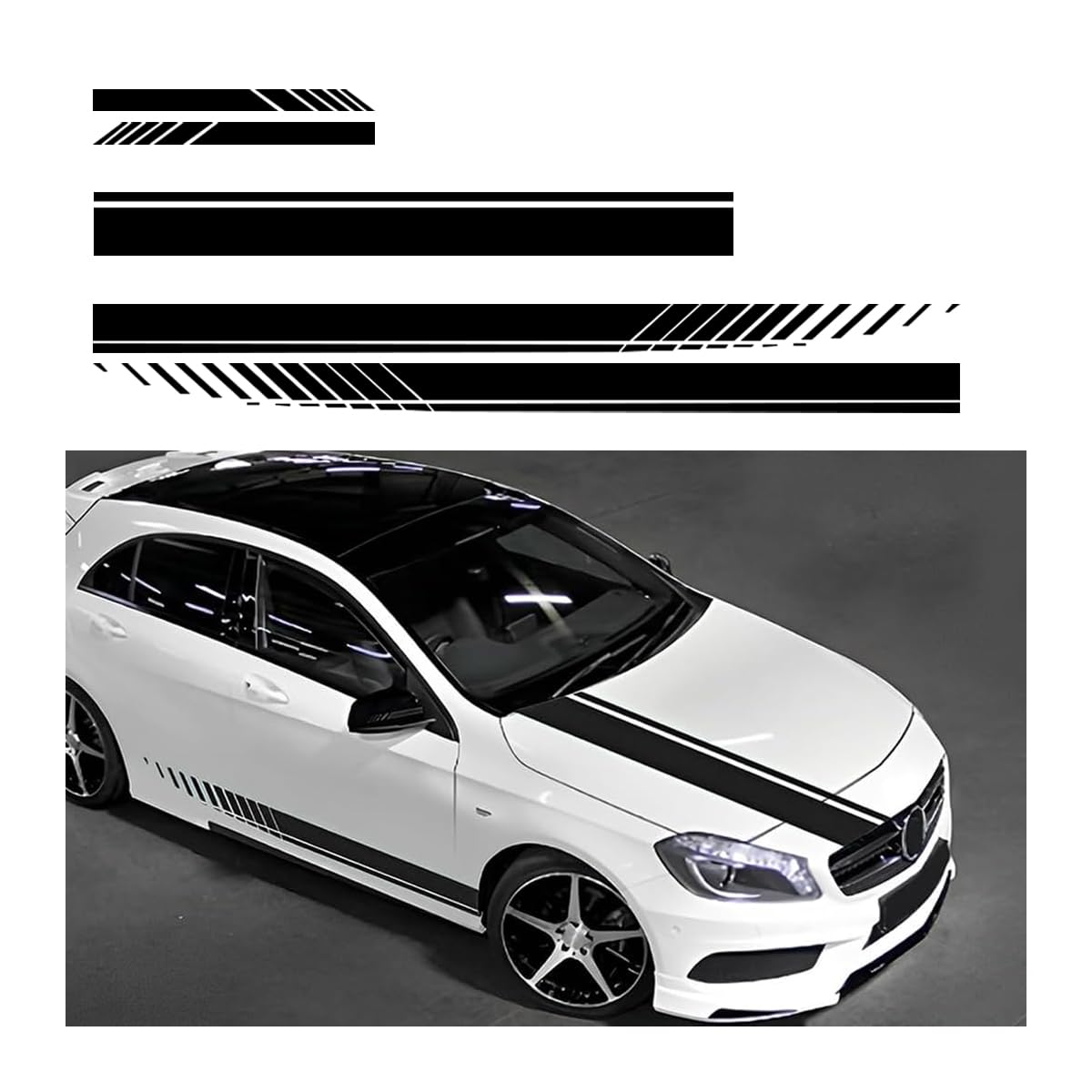 5 PCS Car Hood Stripe Sticker, Racing Decal Stickers for Auto Body Side, Modified Stripe Decal Decoration for Vehicles Skirt Roof Hood Bumper Stripes чёрный