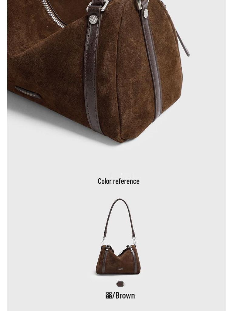 2025 Large Capacity Women's Suede Crossbody Bag - Autumn Winter Retro Frosted Pillow Style