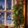 1 pc Plastic Artificial Pine Hanging Spray Realistic Red Berries Teardrop Swag  Front Door