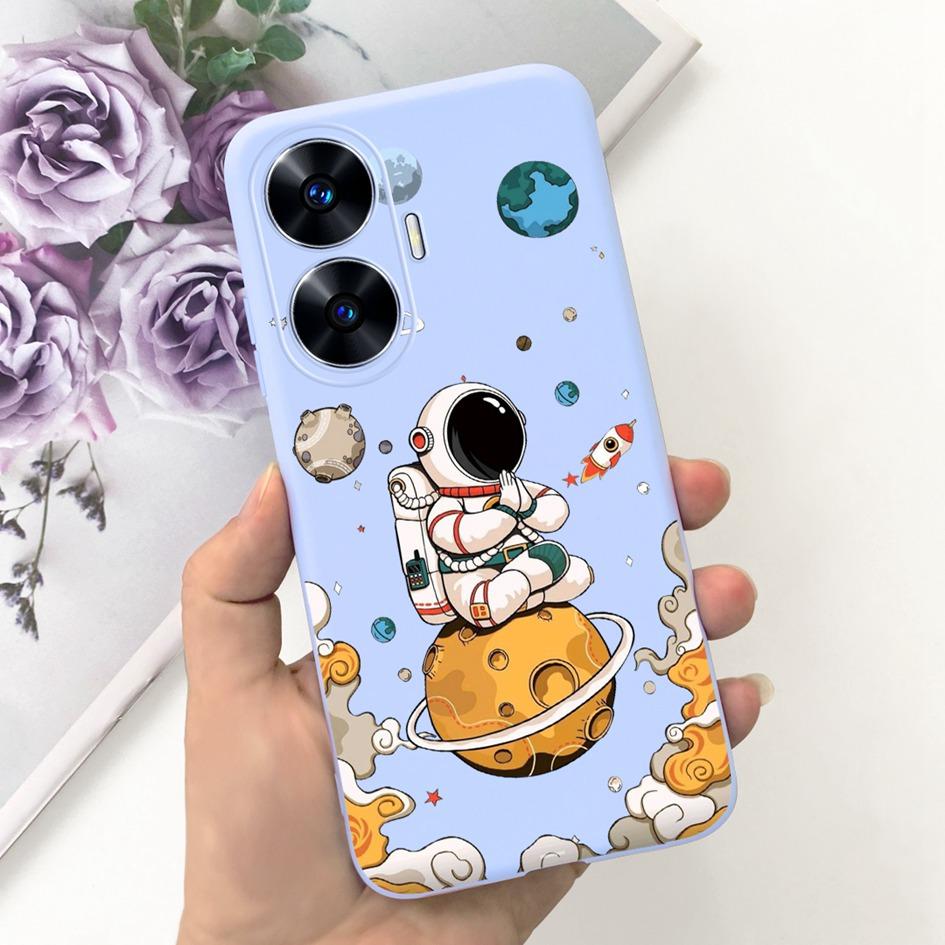 Per Custodia OPPO Realme C55 Carino Astronauta Cover Morbida in Silicone Posteriore per Realme C55 RMX3710 C 55 Real me C55 Custodia