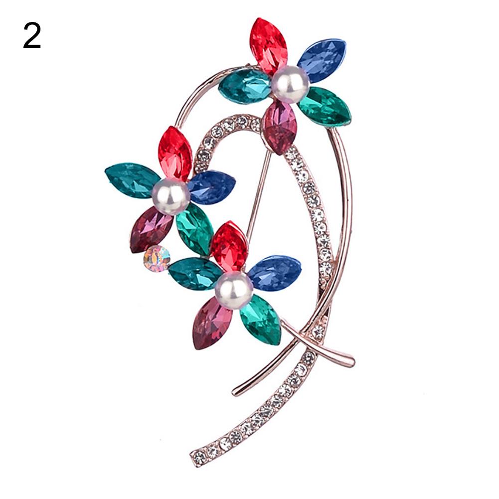 Buy Lady Retro Multicolor Flower Enamel Crystal Stone Brooch Pin Evening Party Jewelry at